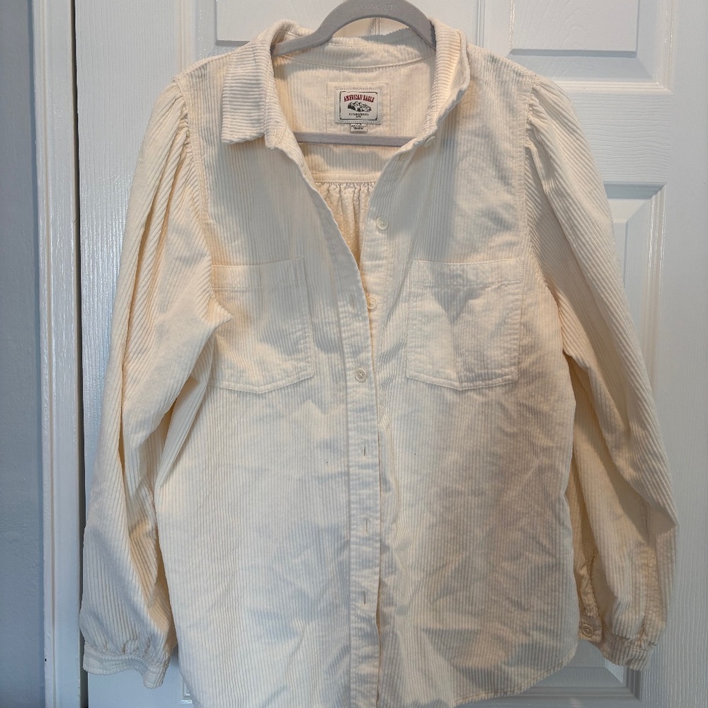 Cream Corduroy American Eagle Button up